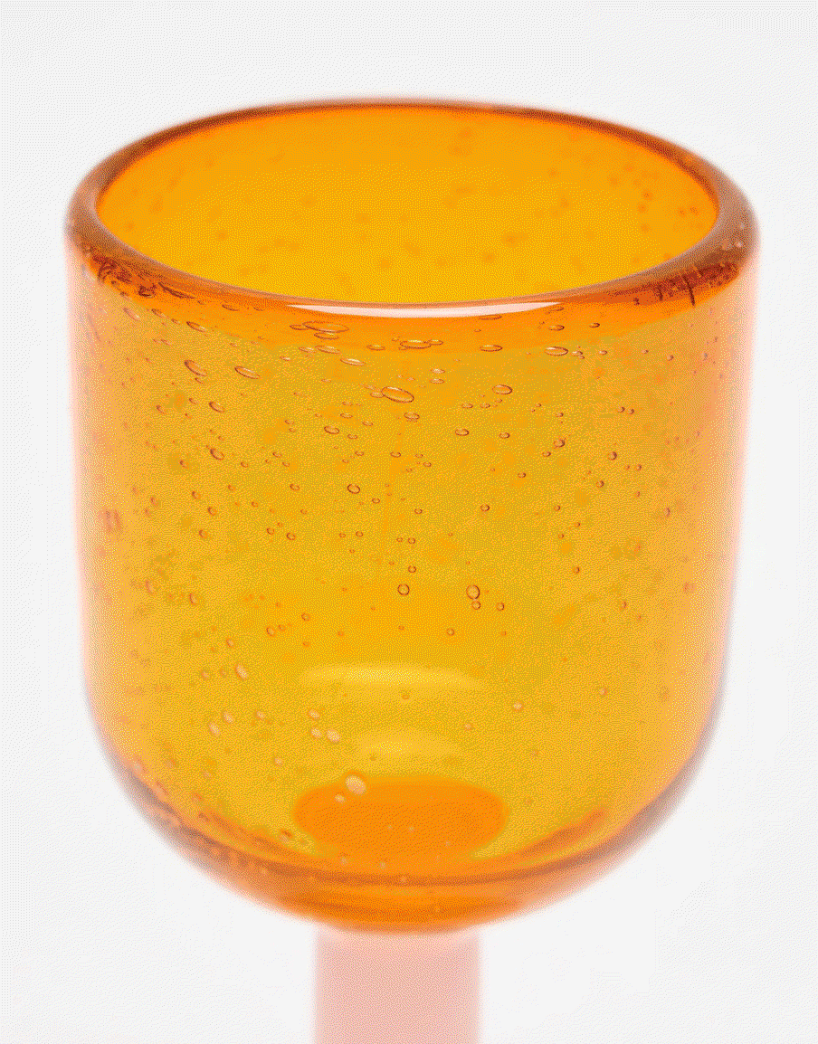 Sabina Pink & Orange Glass Wine Goblets Set of Two
