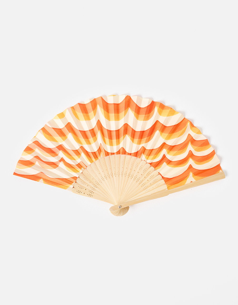 Orange Wave Hand Held Fan
