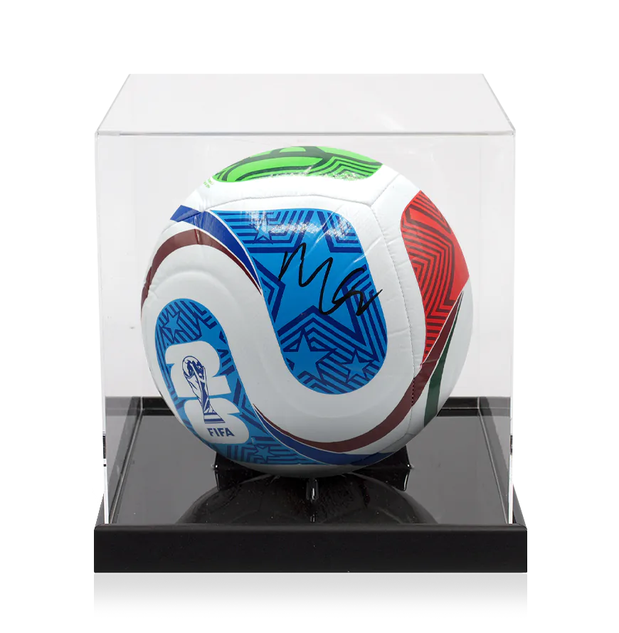 Morgan Rogers Signed World Cup Football - In Acrylic Display Case