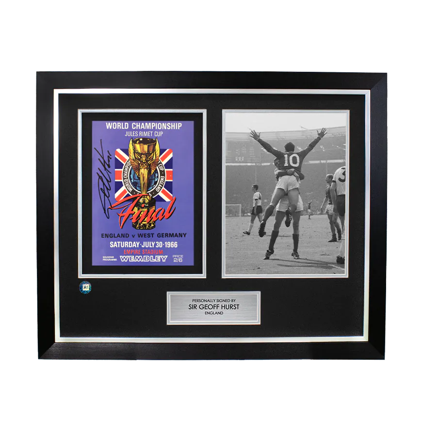 Sir Geoff Hurst Signed and Framed 1966 FIFA World Cup Final Reproduction Programme