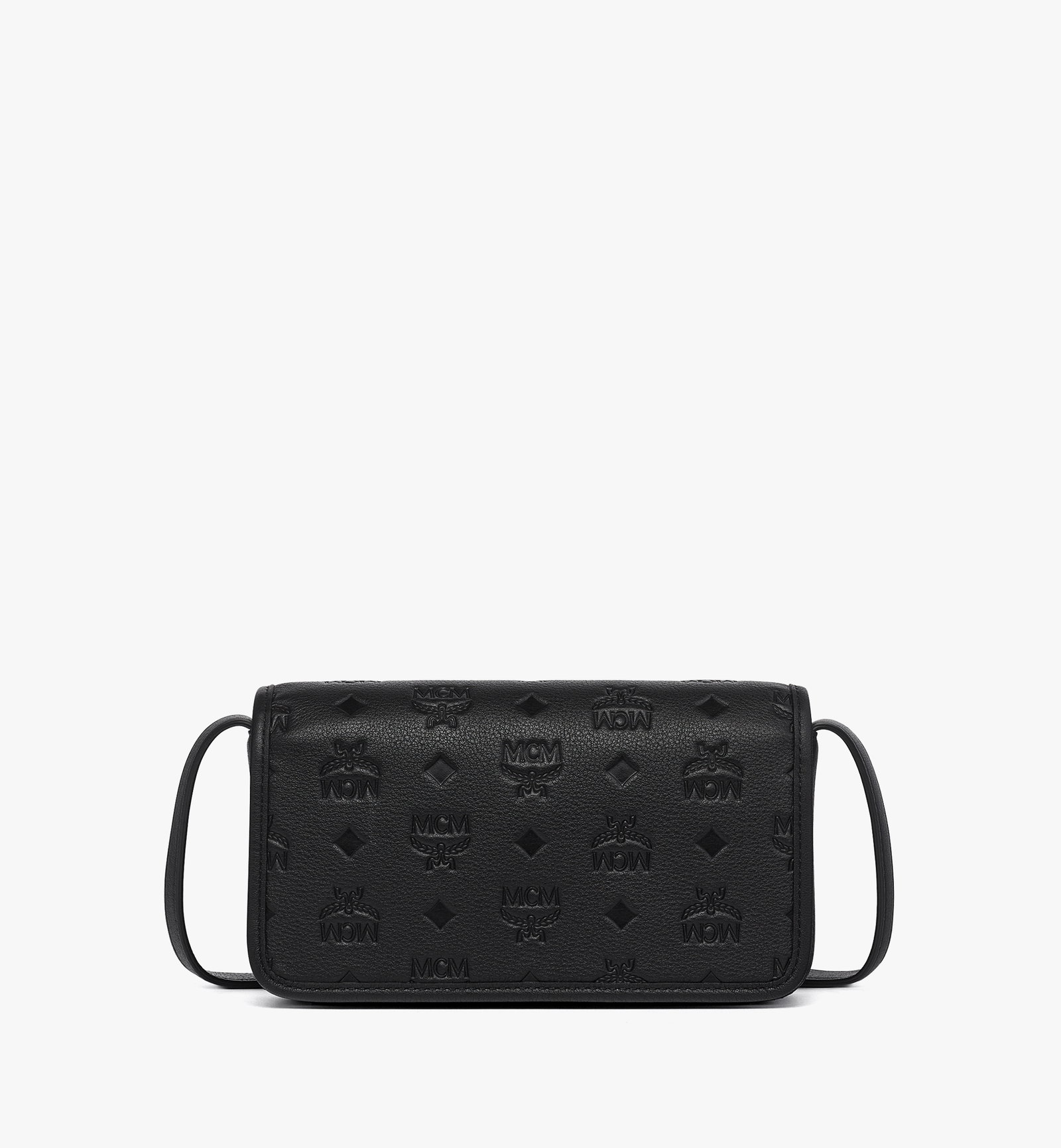 Aren Crossbody Wallet in Embossed Monogram Leather