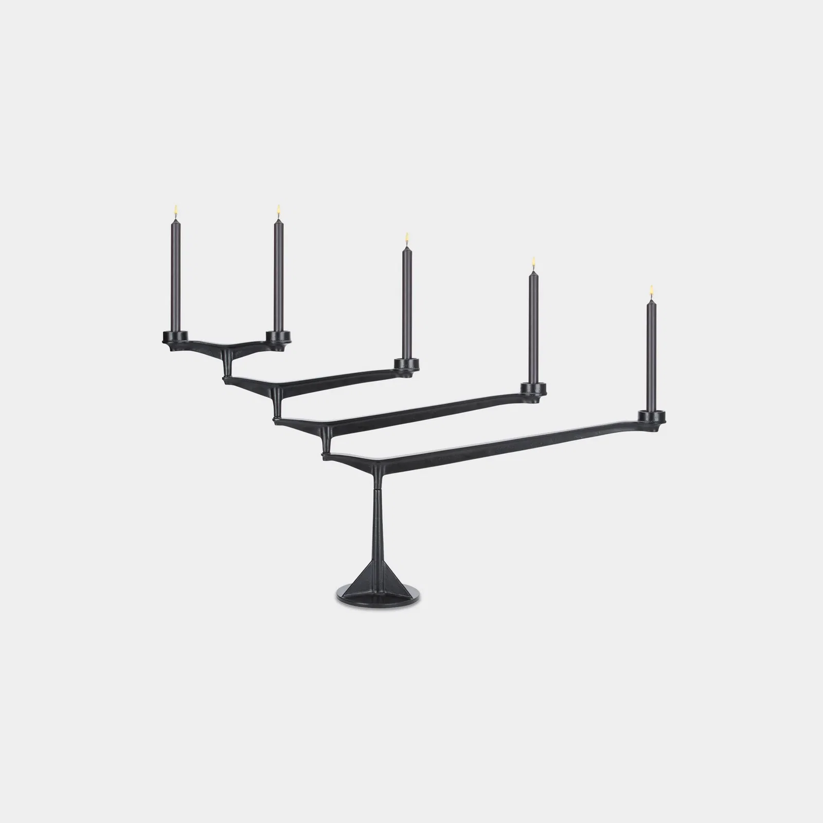 Image of Spin Large Candelabra Black | Matt Black Cast Iron