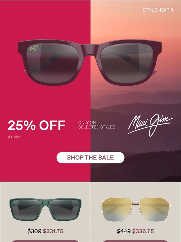 Summer Sale: 25% Off Select Styles