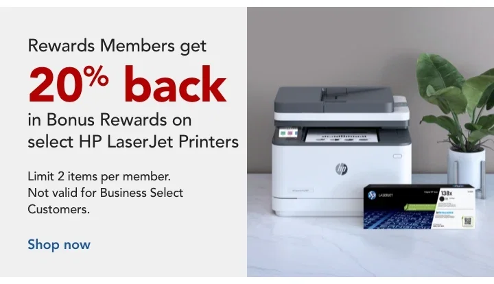 20% Back in Bonus Rewards on select HP LaserJet printers