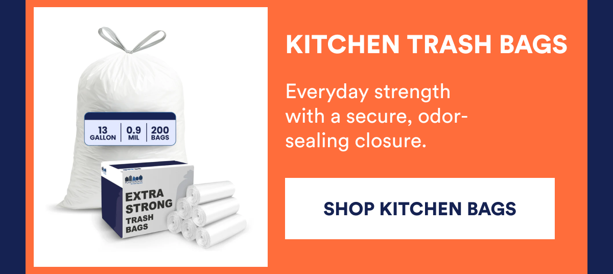 Kitchen trash bags with a secure closure.