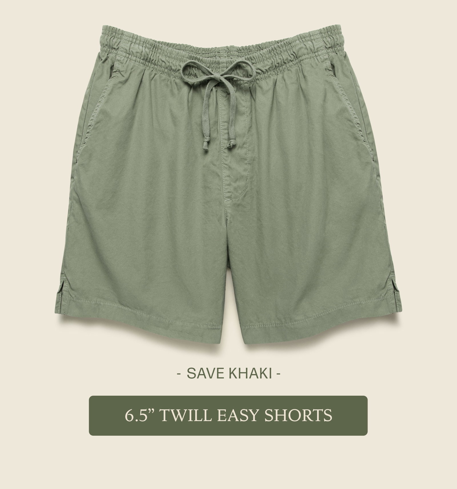 Save Khaki Twill Easy Shorts