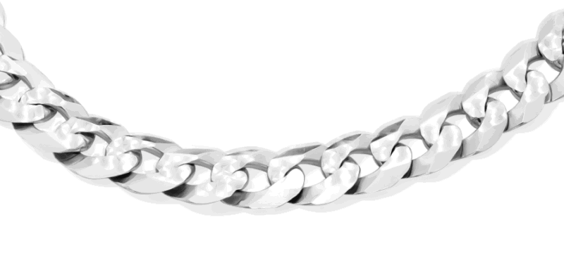 Silver curb chain necklace with chunky interlocking links.