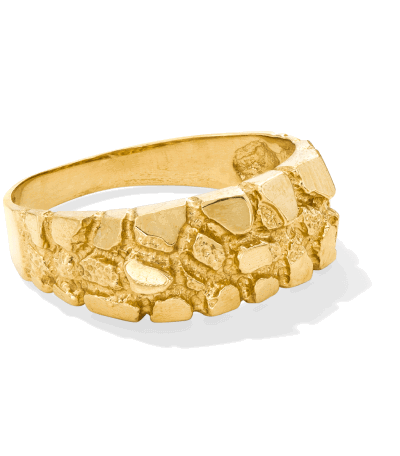 Yellow gold statement ring featuring a sculpted textured design.
