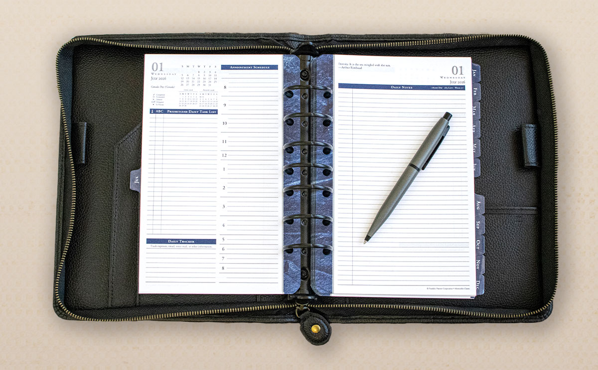 Tyler - Leather Zipper Binder / Monticello - Ring-bound Planner.