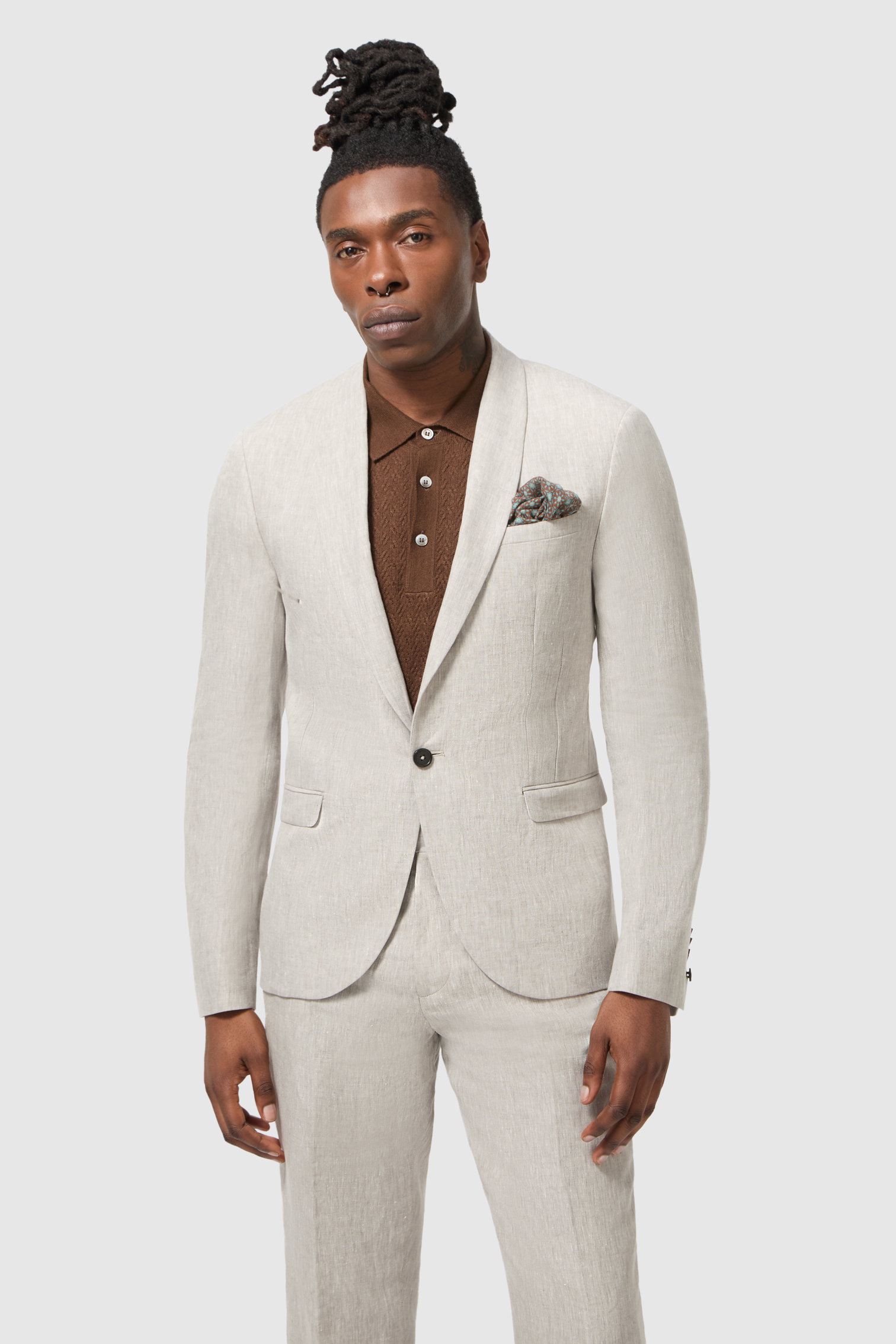 Claremont Slim Fit Stone Linen Suit