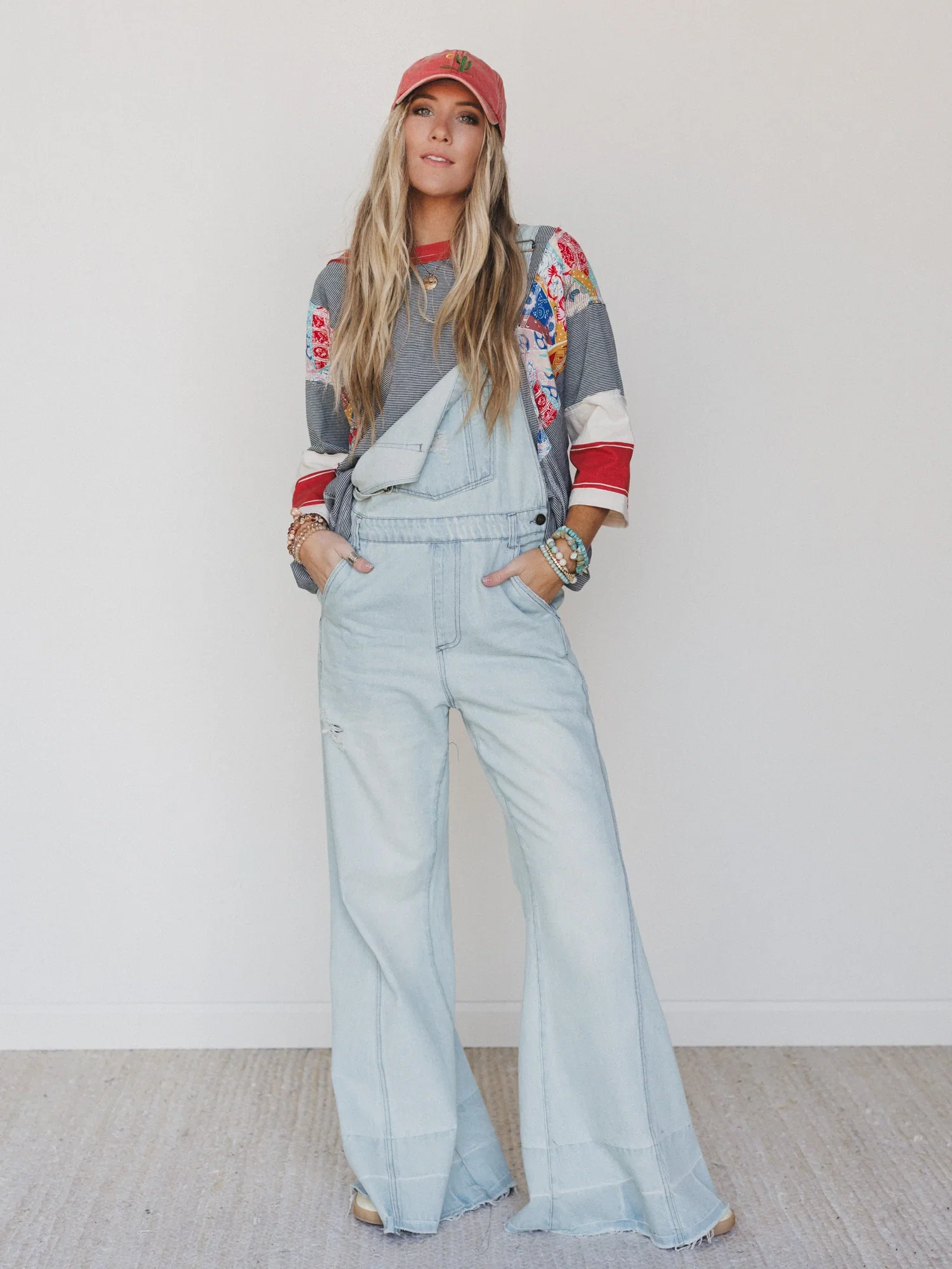 Image of Milly Distressed Hem Wide Leg Overall - Denim