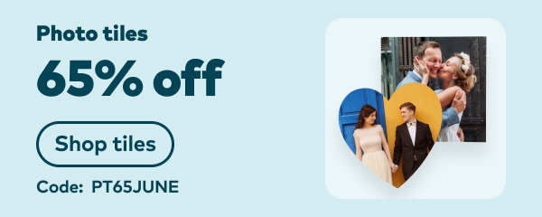 65% off photo tiles. Code: PT65JUNE. Shop tiles.