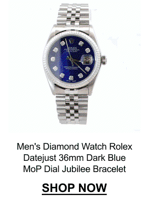 Men's Diamond Watch | Rolex Datejust 16200 | 36mm | Dark Blue MoP Dial | Jubilee Bracelet