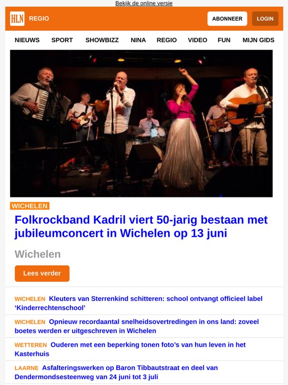 Wichelen: Folkrockband Kadril viert 50-jarig bestaan met jubileumconcert in Wichelen op 13 juni - Kleuters van Sterrenkind schitteren: school ontvangt officieel label ‘Kinderrechtenschool’