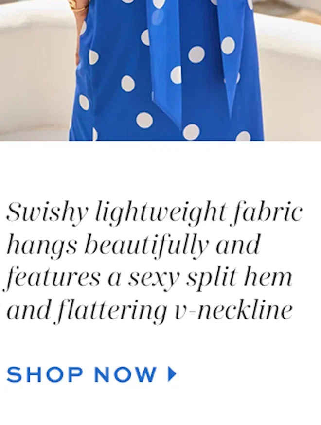 Blue Spot Print Cowl Back Dress With Neck Scarf