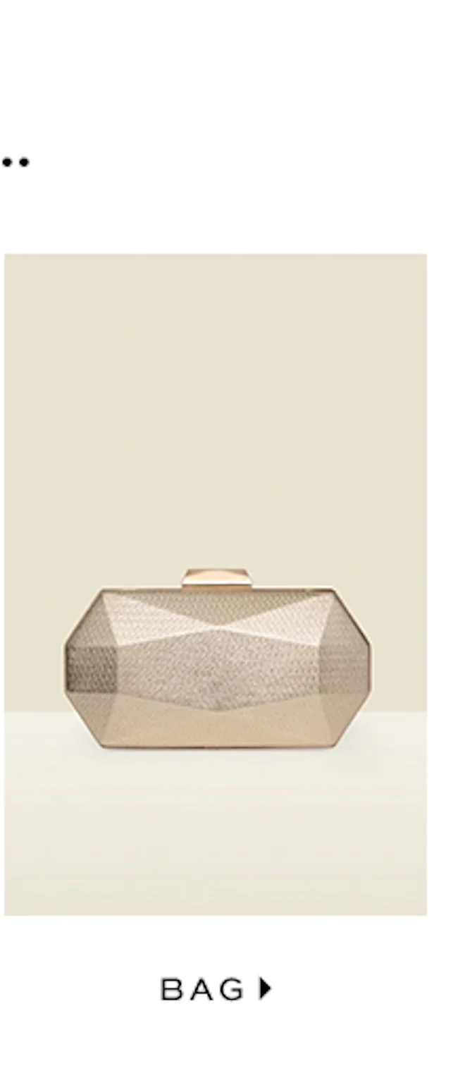 Gold Metallic Geometric Structured Clutch Bag With Chain Strap
