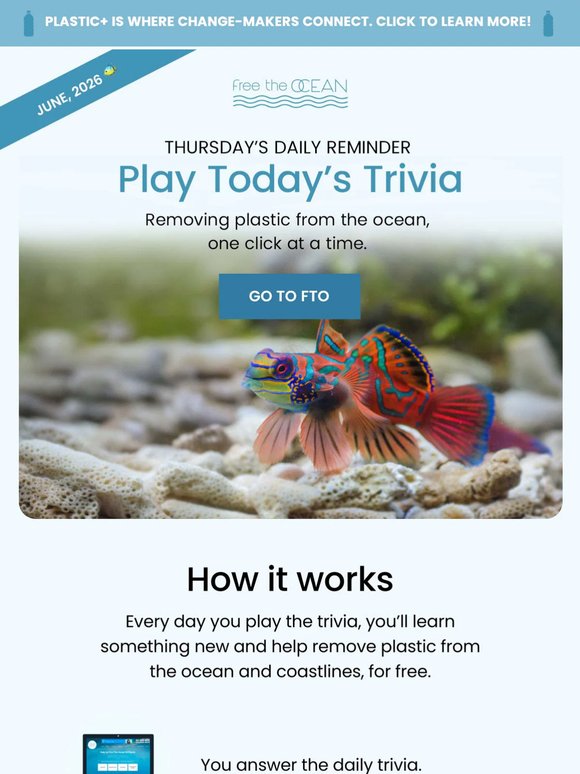 Play Thursday's Trivia + Remove Plastic from the Ocean