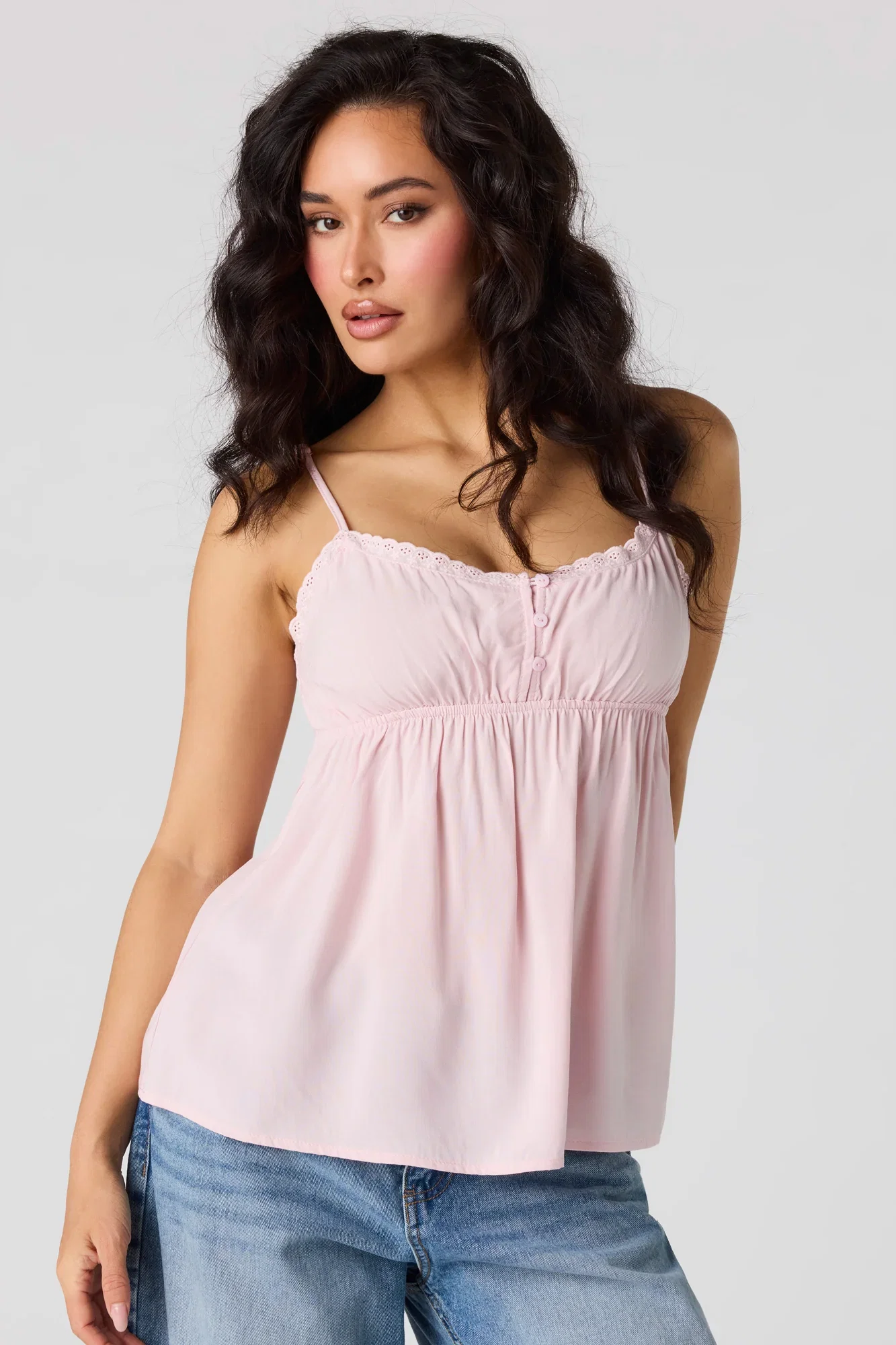 Image of Lace Trim Babydoll Tank