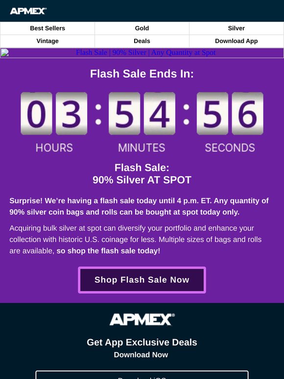 ⚡ FLASH SALE:  90% Silver AT SPOT