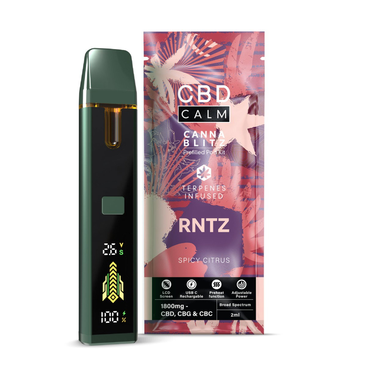 Image of RNTZ - CBD Terpenes 1800mg Prefilled Vape | CBD Calm 
