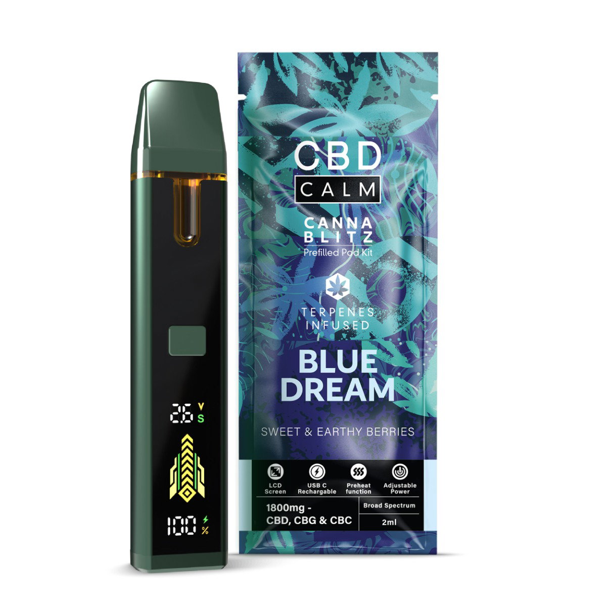 Image of Blue Dream - CBD Terpenes 1800mg Prefilled Vape | CBD Calm 