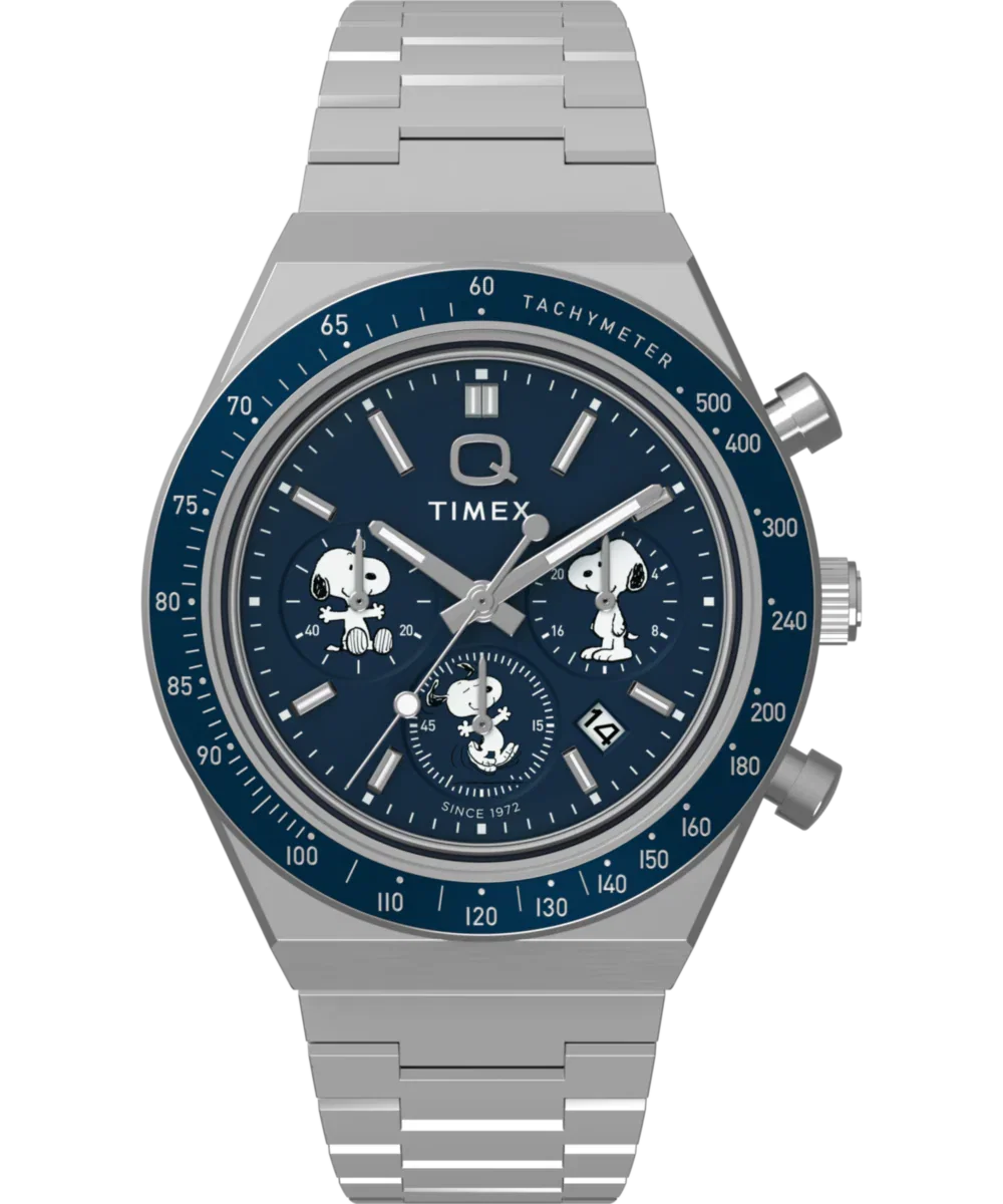 Image of Peanuts® x Q Timex® Chronograph 40mm Stainless Steel Bracelet Watch