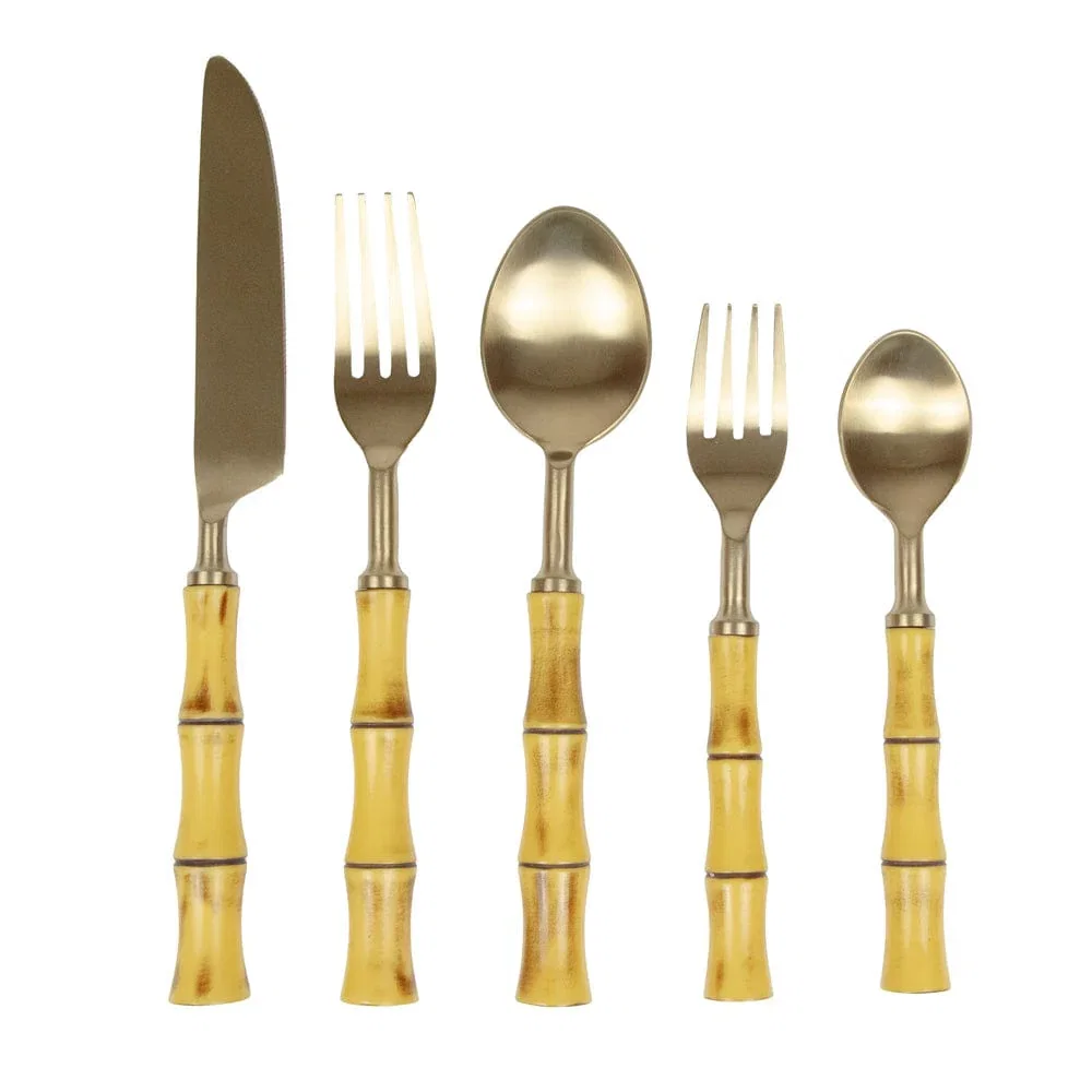 Image of Bamboo Handle 5 Piece Flatware