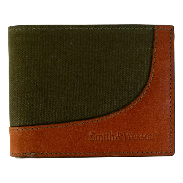 Smith & Wesson Wax Canvas Bi-Fold Wallet in Green