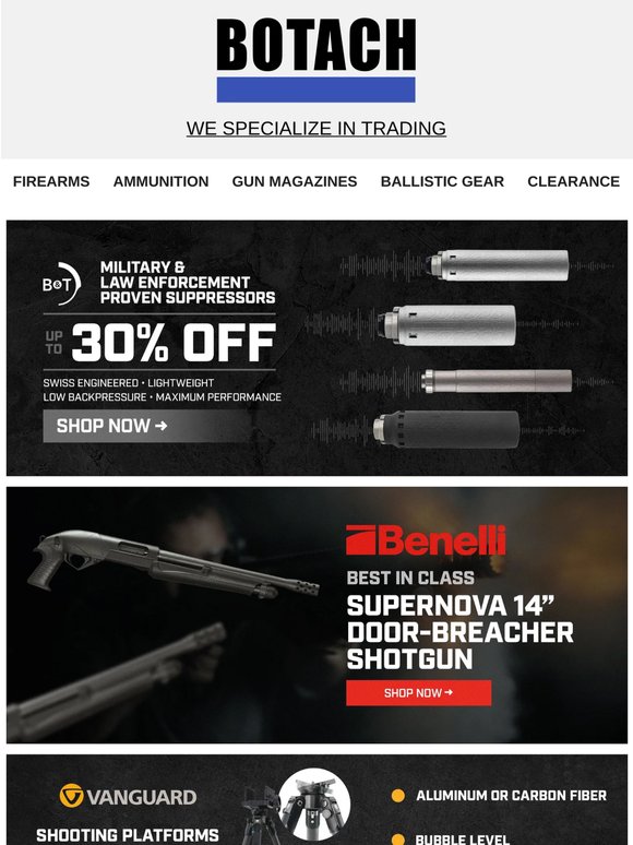🔥 Up to 30% Off B&T Suppressors – Limited Time - Shop Now!