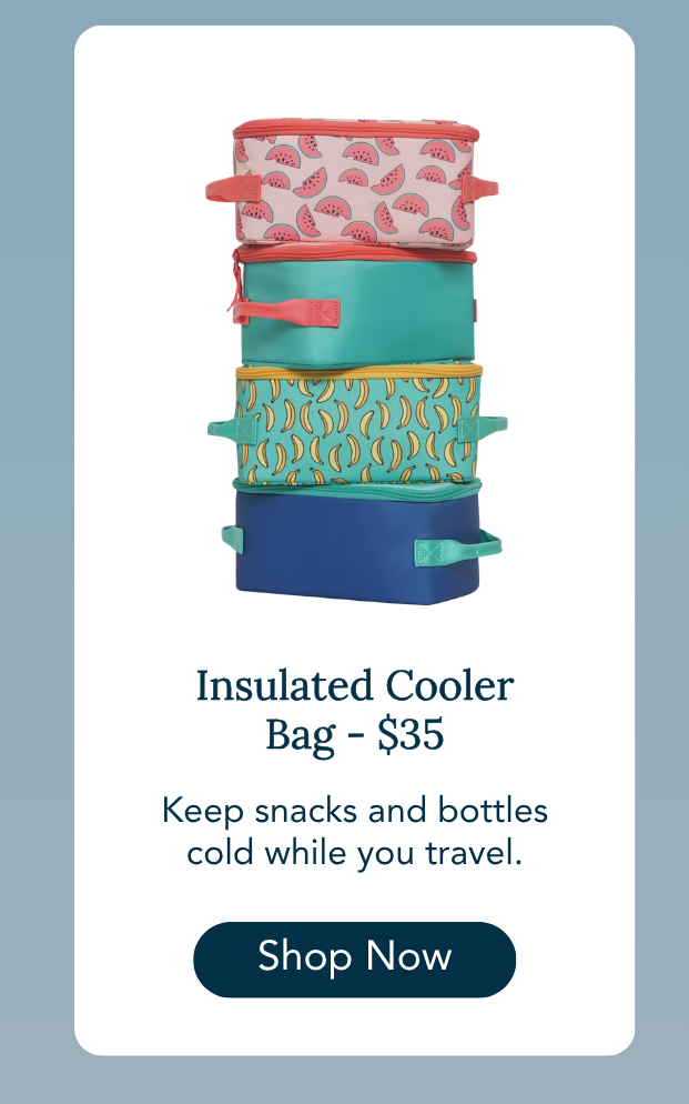 Stack of colorful insulated cooler bags