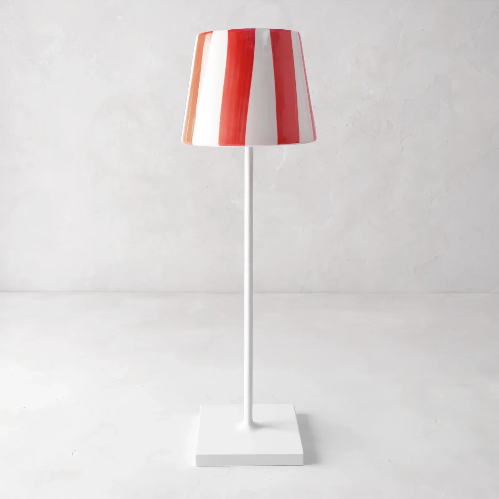 Image of Red Striped Removable Ceramic Lamp Shade