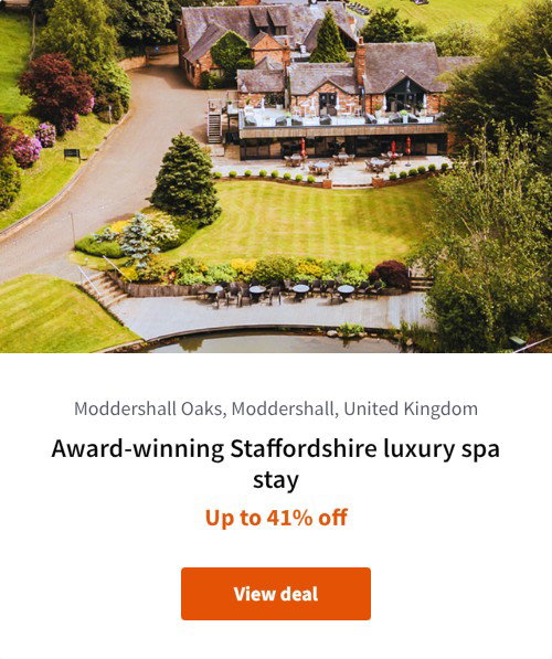 Award-winning Staffordshire luxury spa stay