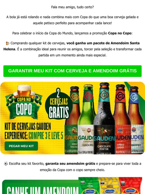⚽ A Copa começou! Ganhe Amendoim Santa Helena em qualquer kit