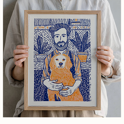 Personalised Pet And Owner Portrait Giclée Art Print