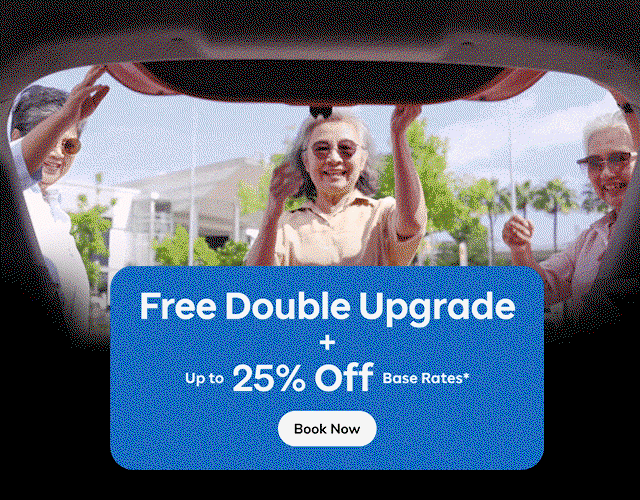 Free Double Upgrade + Up To 25% Off Base Rates* | Book Now