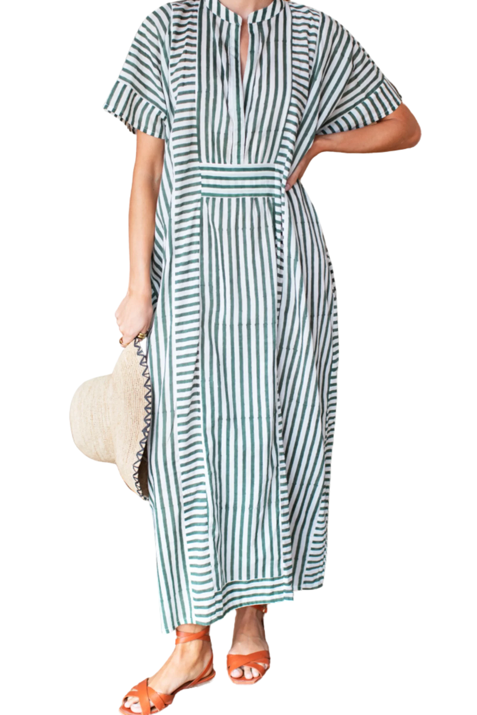 Image of Emerson Fry Emerson Caftan, Moss Stripe Organic