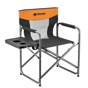 Northern Tool + Equipment Folding Director Chair with Side Table & Dual Cup Holders – Heavy-Duty Portable Camping Chair, 300 lb Capacity, Padded Armrests, Collapsible Outdoor Chair for Tailgating, Sports & Backyard