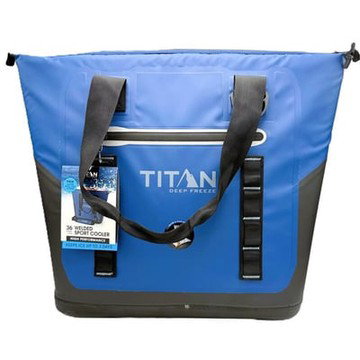 Titan 30-Can Soft-Sided Insulated Tote Cooler with Deep Freeze Insulation, Leakproof Lining, Blue, Model# 10001075