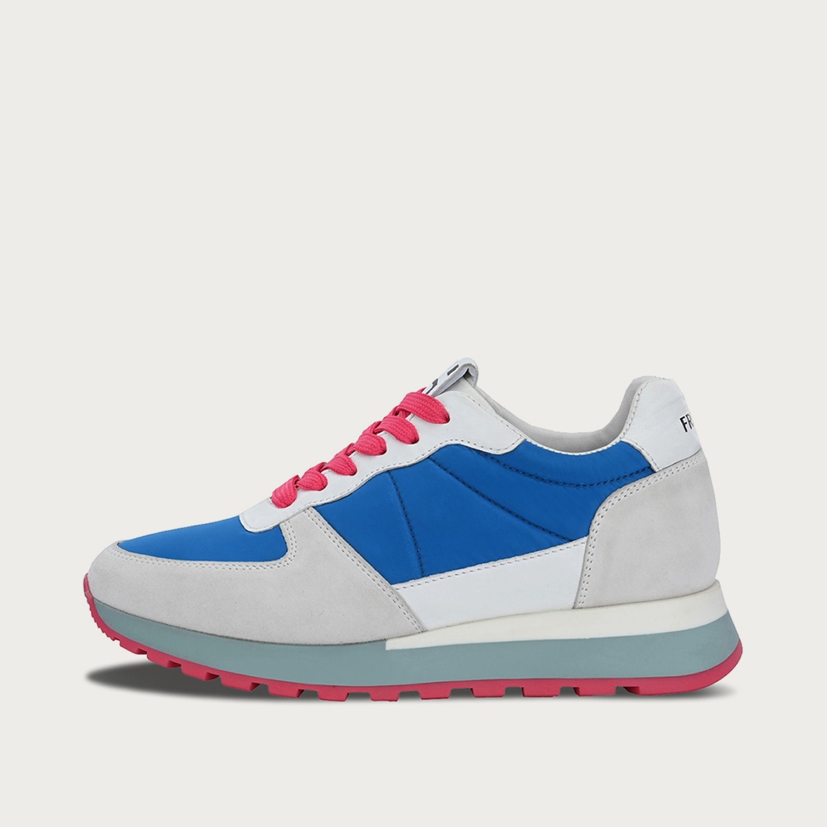ASTA Blau Sneaker Turnschuh Low aus Ziegenleder in Weiss und Blau