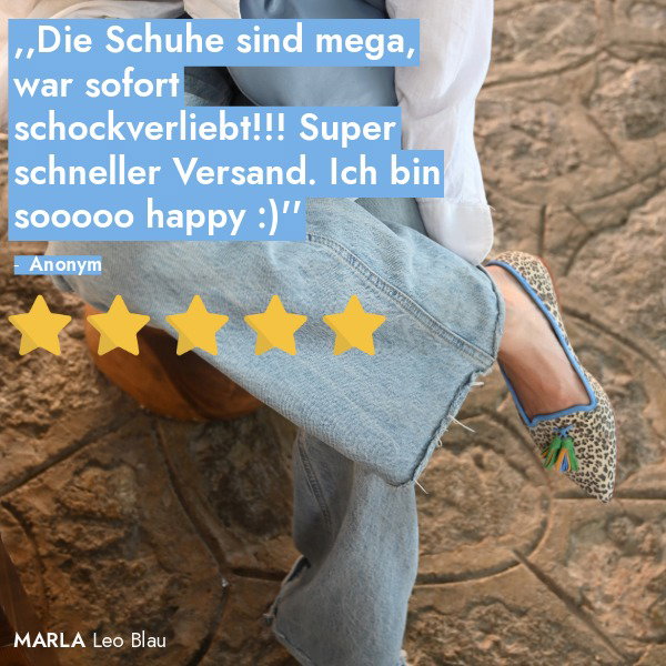 MARLA Leo Blau Klassische Ballerina aus Leder mit leichtem Einstieg, flexibler Sohle und Memory Foam Innensohle