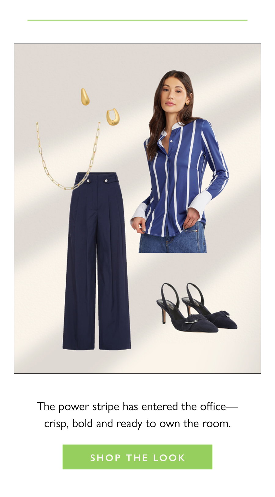 The power stripe has entered the office—crisp, bold and ready to own the room.  Shop the Look