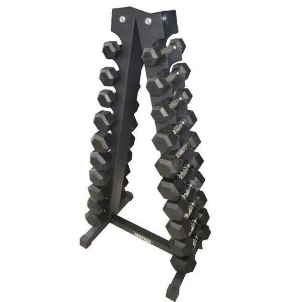 Rubber Hex Dumbbells set 1KG-10KG + Rack
