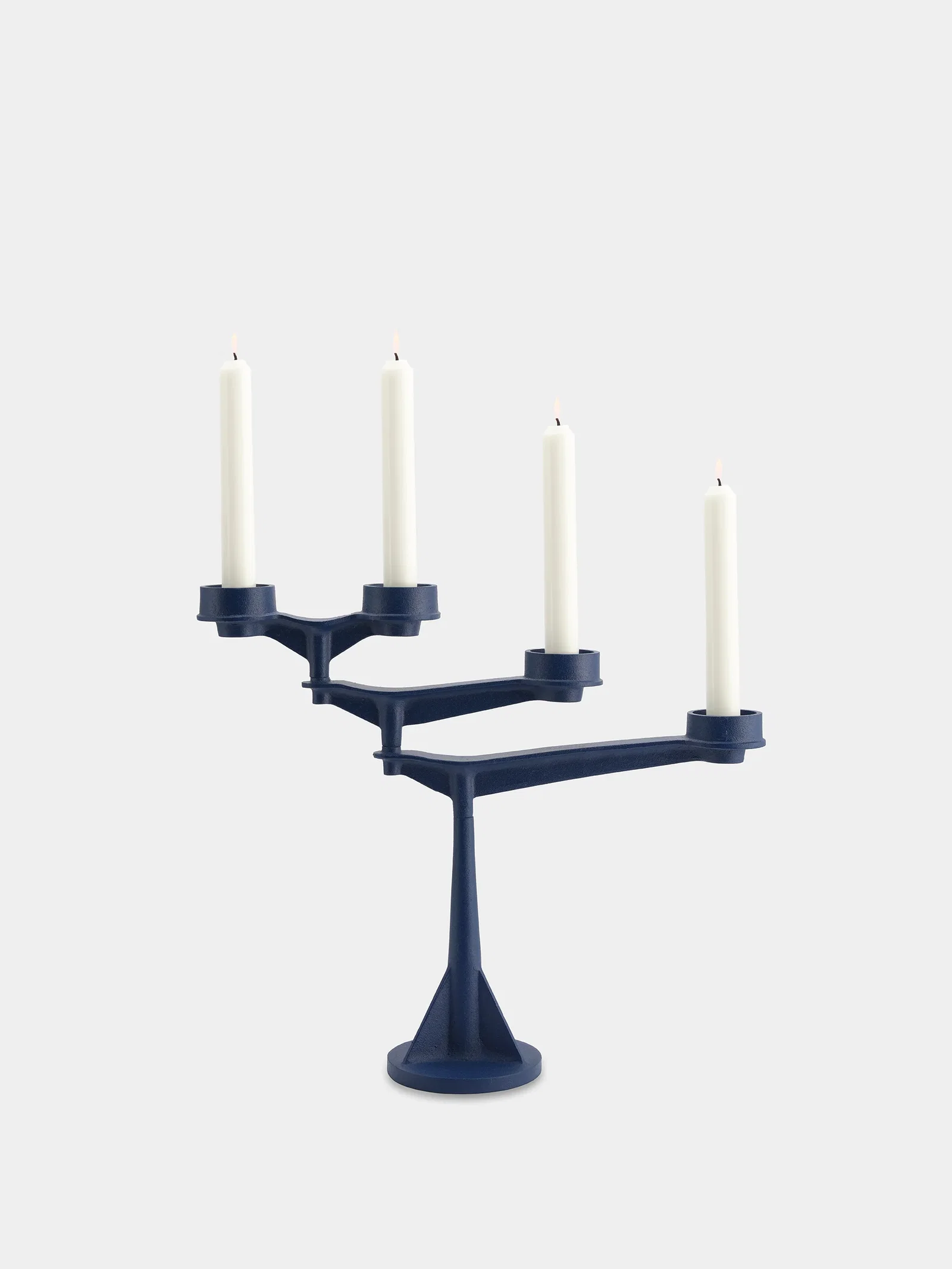 Image of Spin Mini Candelabra | Matt Blue Cast Iron (US)