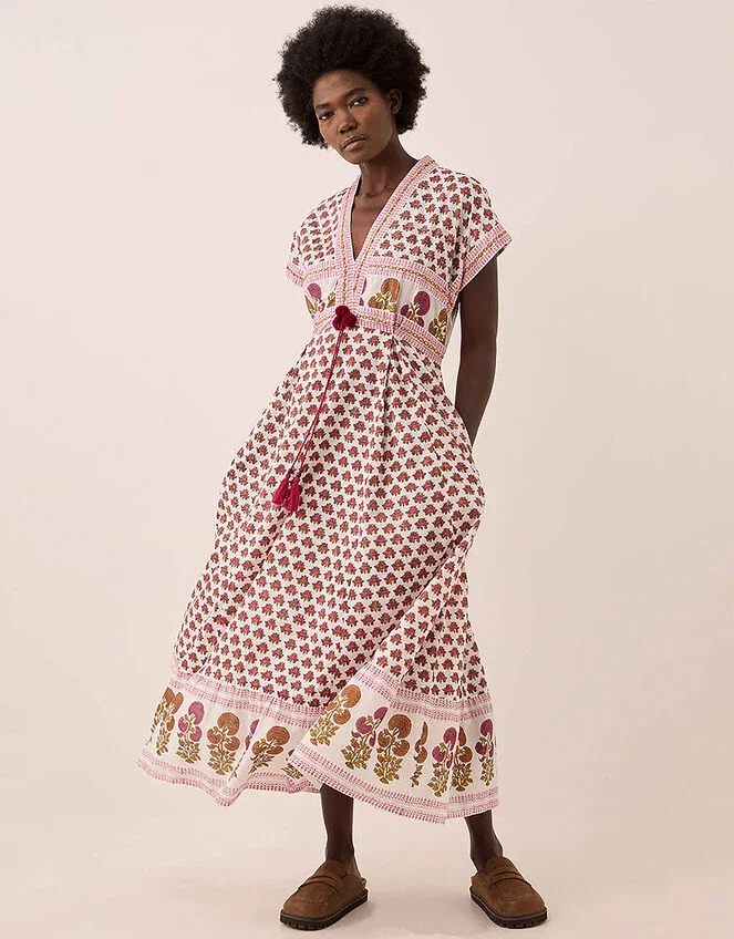 Karmen hand woodblock cotton dress