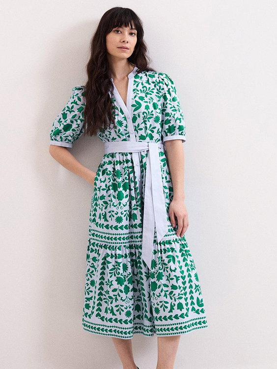 Trinity Heart And Floral Midi Shirt Dress