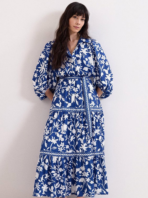Coralie Blue Midi Shirt Dress