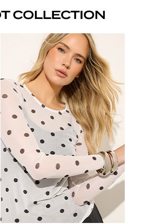 LTS Tall White Polka Dot Mesh Top