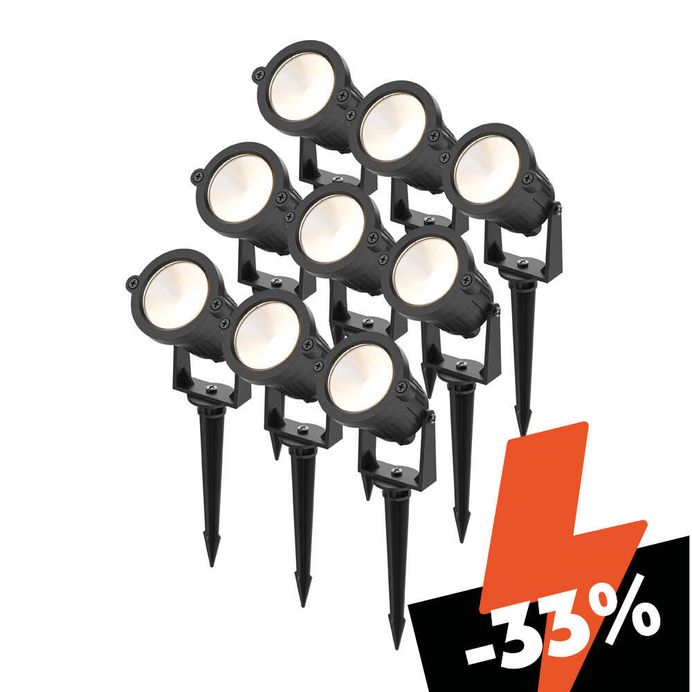 Set of 9 spotlights on a white background