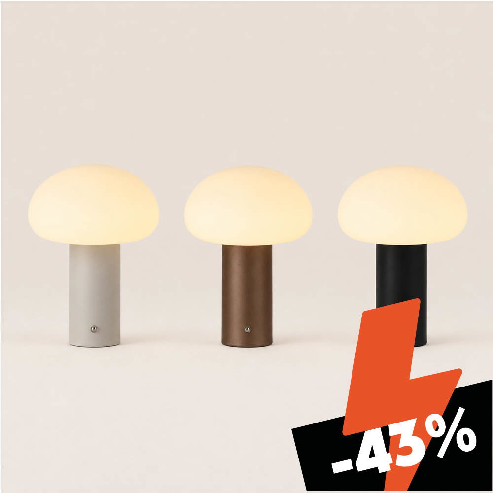 Givaro table lamps in 3 different colors with discount percentage