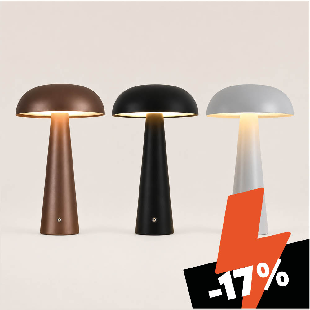 3 Oryllo table lamps in different colors with discount percentage